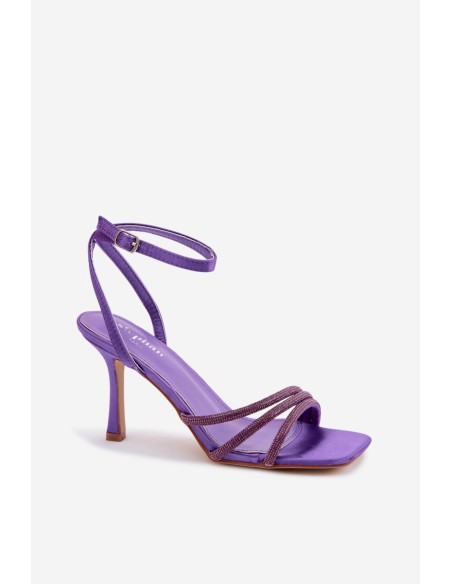 Women's High Heel Sandals With Straps And Rhinestones Purple Chiara