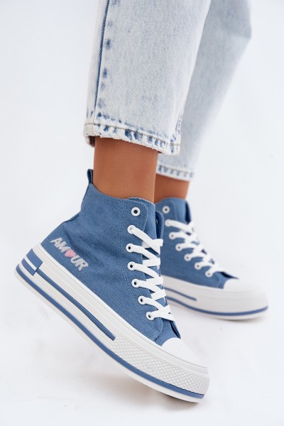 Women's High Platform Sneakers Blue Liline