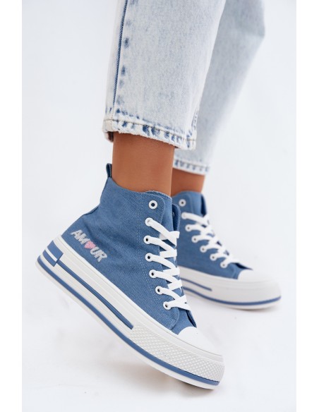 Women's High Platform Sneakers Blue Liline