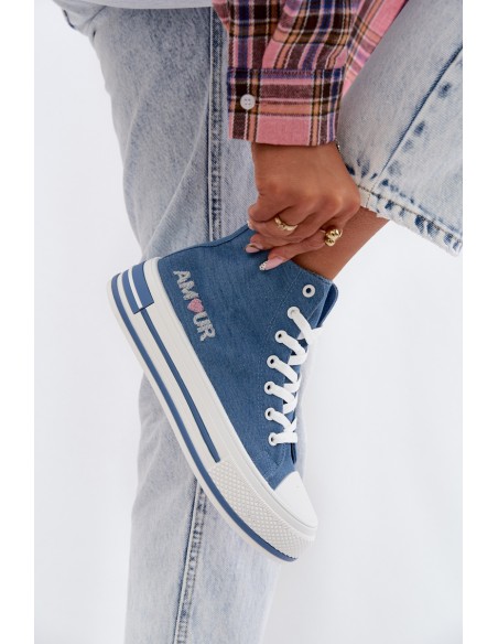 Women's High Platform Sneakers Blue Liline