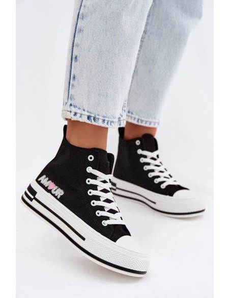 Women's High Platform Sneakers Black Liline