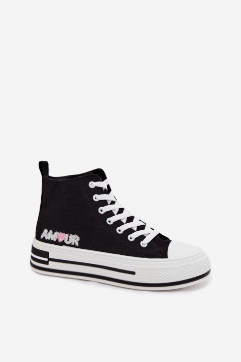 Women's High Platform Sneakers Black Liline