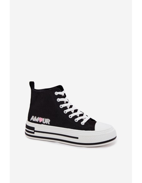 Women's High Platform Sneakers Black Liline