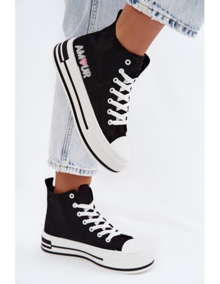 Women's High Platform Sneakers Black Liline