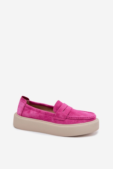 Vinceza Fuchsia Natural Suede Platform Moccasins