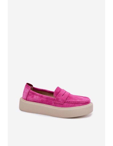 Vinceza Fuchsia Natural Suede Platform Moccasins