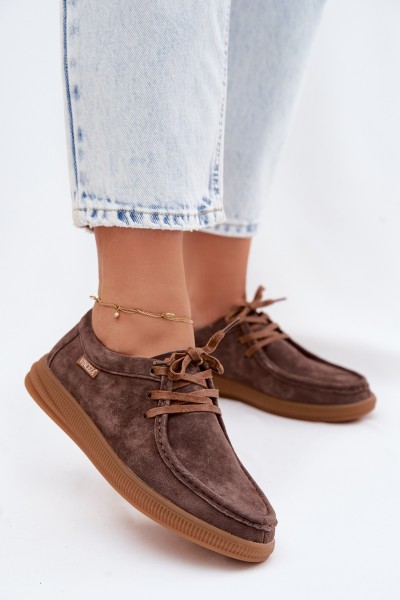 Vinceza 95391 Brown Leather Suede Shoes