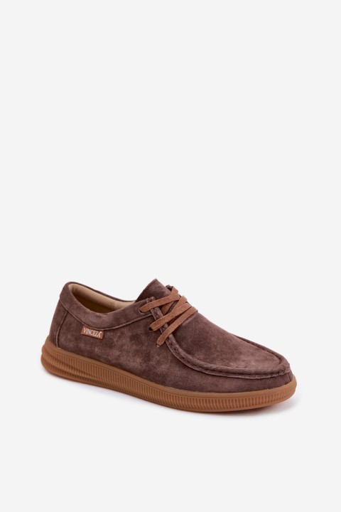Vinceza 95391 Brown Leather Suede Shoes