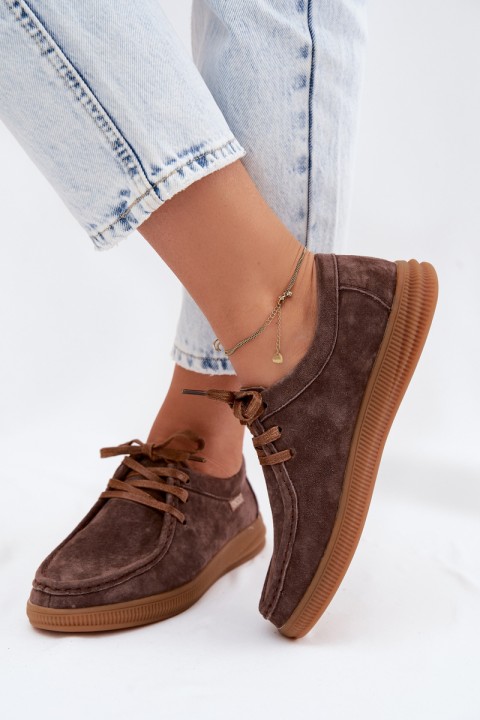 Vinceza 95391 Brown Leather Suede Shoes