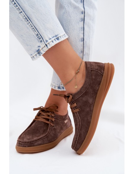 Vinceza 95391 Brown Leather Suede Shoes