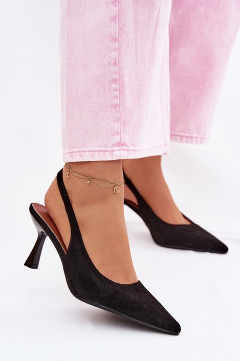 Women's High Heel Sandals Made of Faux Suede Black Saria