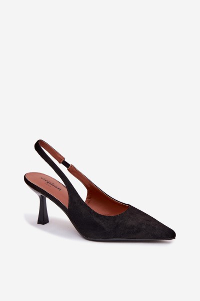 Women's High Heel Sandals Made of Faux Suede Black Saria 2