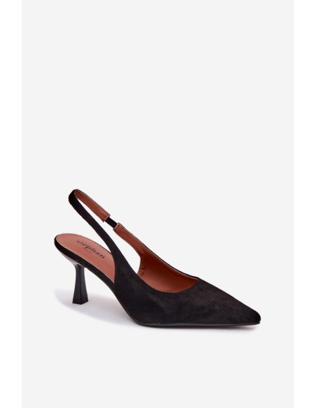 Women's High Heel Sandals Made of Faux Suede Black Saria