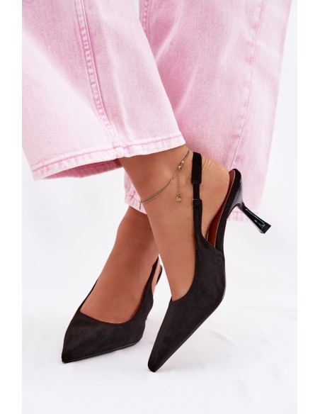 Women's High Heel Sandals Made of Faux Suede Black Saria
