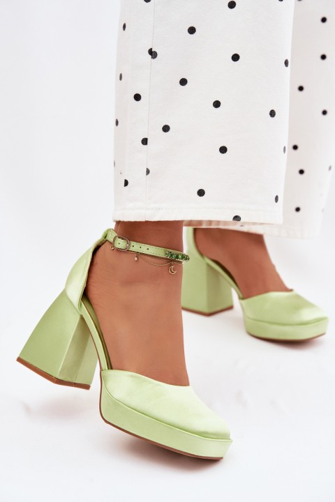 Green Block Heel Sandals Calistae