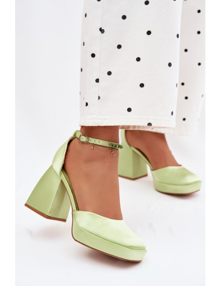 Green Block Heel Sandals Calistae