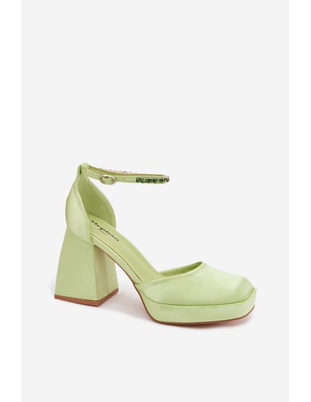 Green Block Heel Sandals Calistae