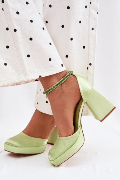 Green Block Heel Sandals Calistae