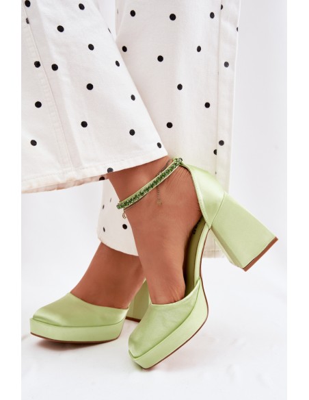 Green Block Heel Sandals Calistae