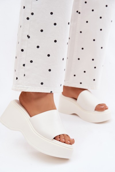 Women's Platform White Virelia Slides