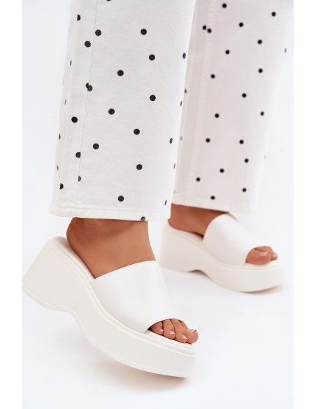 Women's Platform White Virelia Slides