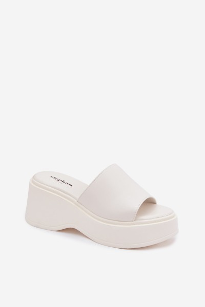 Women's Platform White Virelia Slides 2