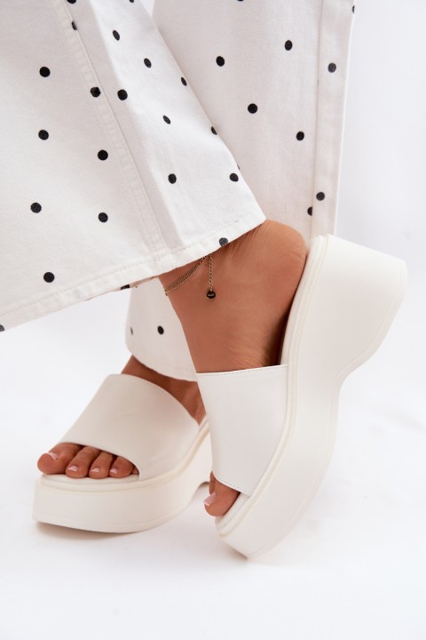 Women's Platform White Virelia Slides