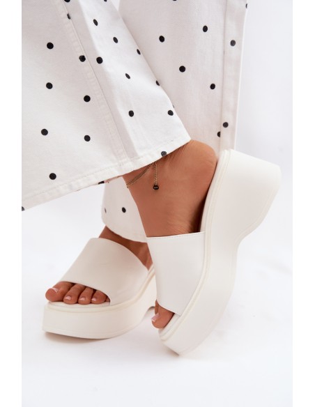 Women's Platform White Virelia Slides