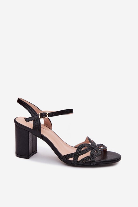 Women's Block Heel Black Sandals Antonella