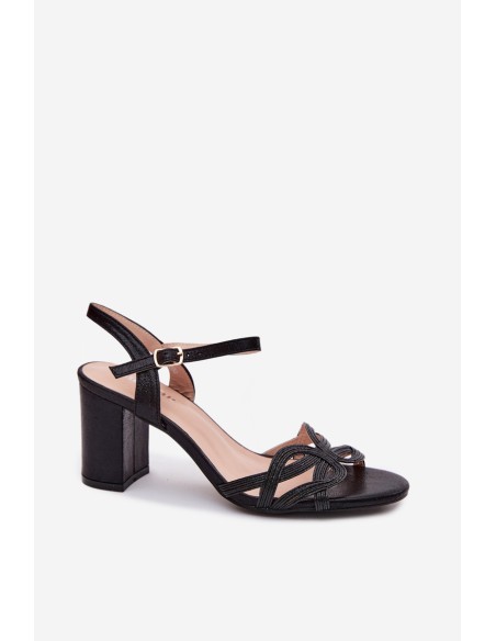 Women's Block Heel Black Sandals Antonella