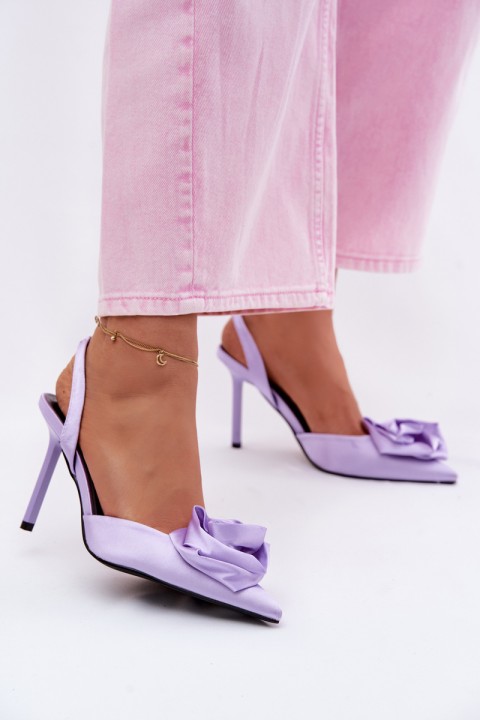 Women's High Heel Sandals With Satin Finish Purple Irina