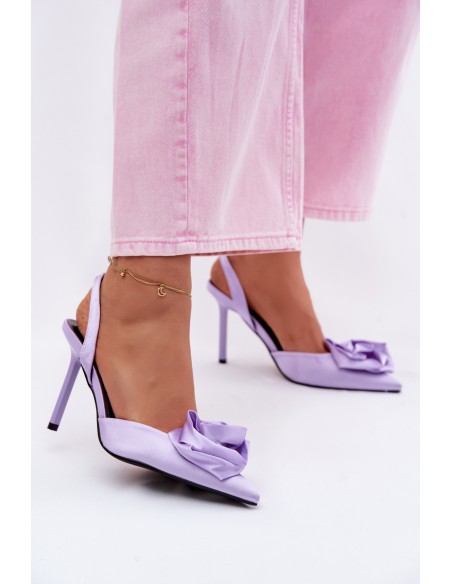 Women's High Heel Sandals With Satin Finish Purple Irina