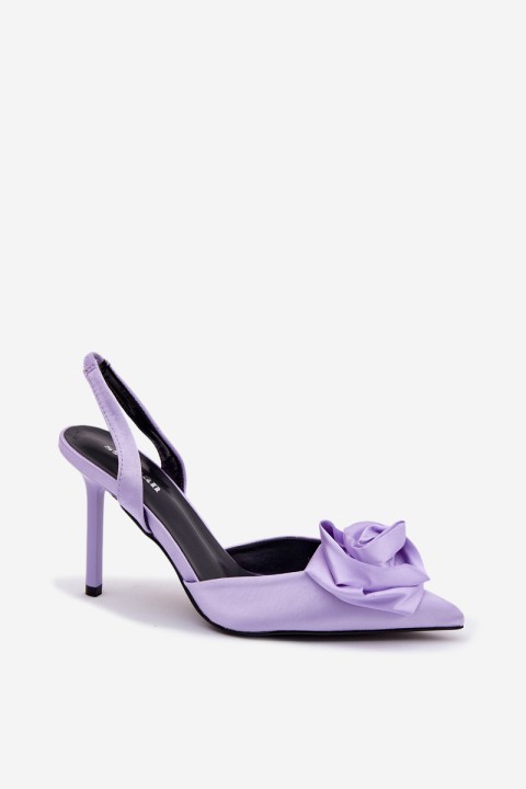 Women's High Heel Sandals With Satin Finish Purple Irina