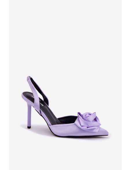 Women's High Heel Sandals With Satin Finish Purple Irina