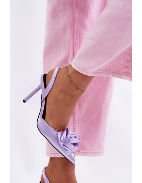 Women's High Heel Sandals With Satin Finish Purple Irina
