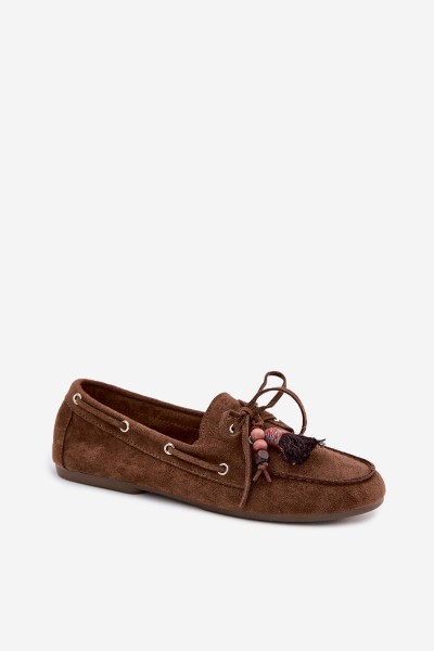 Women's Loafers with Fringes and Beads Brown Teresa 2