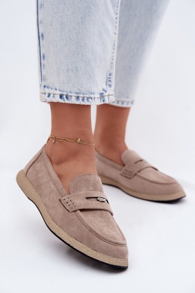 Women's Suede Imitation Moccasins Vinceza Beige