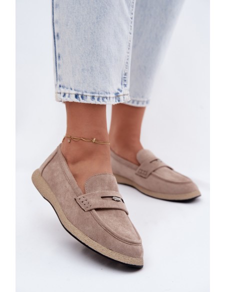 Women's Suede Imitation Moccasins Vinceza Beige