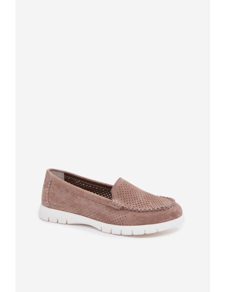 Women's Moccasins Vinceza Beige Made of Natural Suede