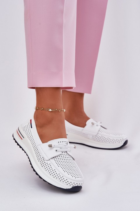 Leather Women's Platform Shoes White Violeth