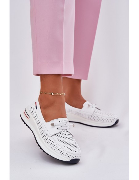 Leather Women's Platform Shoes White Violeth