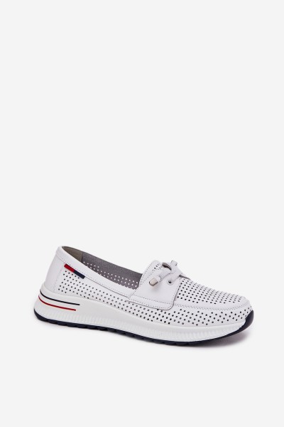 Leather Women's Platform Shoes White Violeth 2