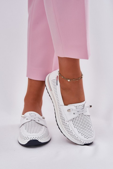 Leather Women's Platform Shoes White Violeth