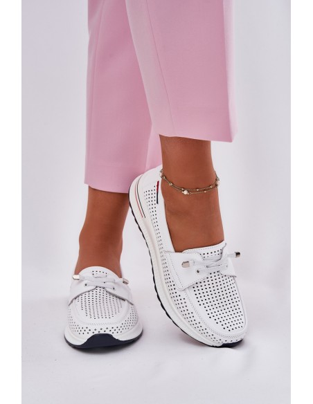 Leather Women's Platform Shoes White Violeth