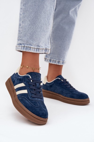Women's Suede Sneakers on Platform Dark Blue Sylviona