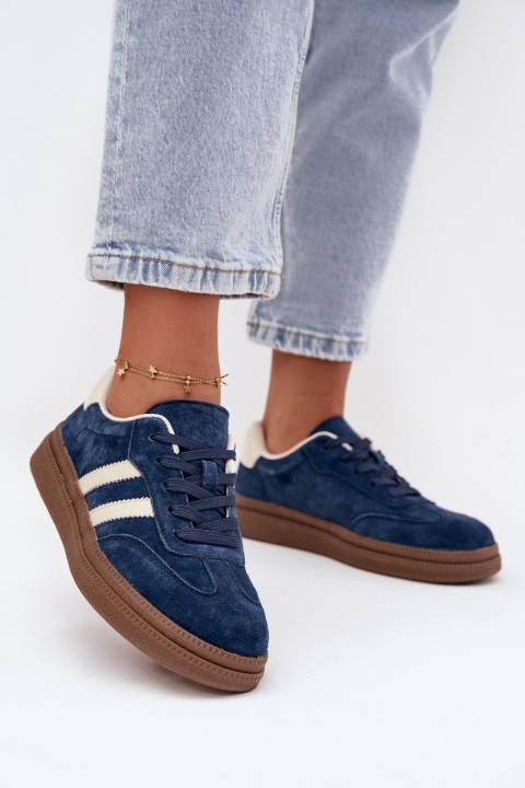 Women's Suede Sneakers on Platform Dark Blue Sylviona
