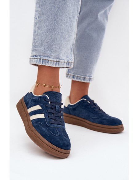 Women's Suede Sneakers on Platform Dark Blue Sylviona