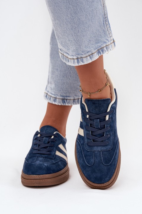 Women's Suede Sneakers on Platform Dark Blue Sylviona