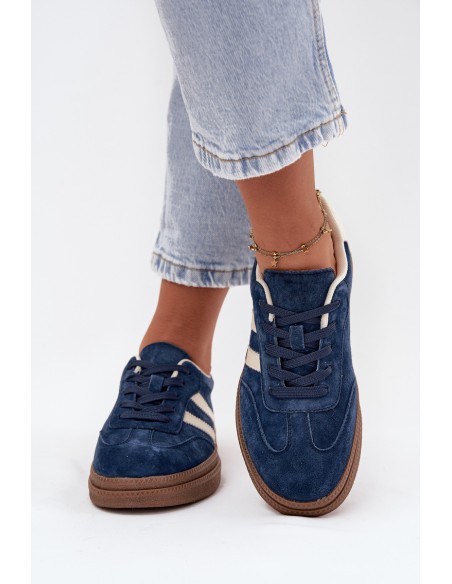Women's Suede Sneakers on Platform Dark Blue Sylviona