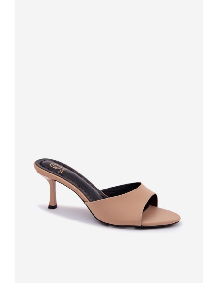 Women's Platform Material Beige Heeled Sandals Selmira